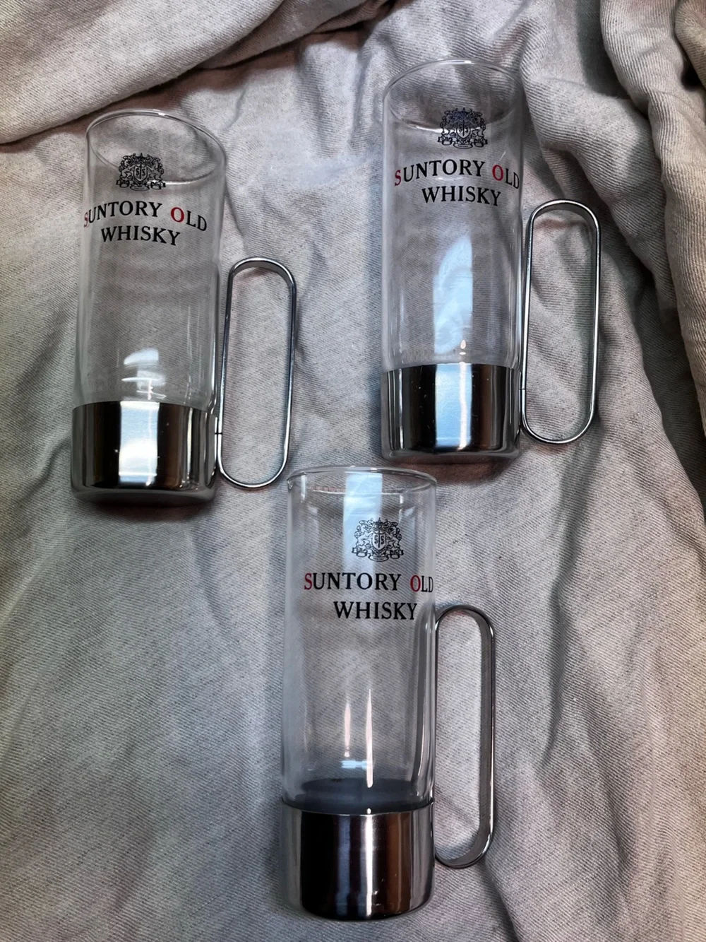 Vintage Suntory Old Whisky Hot Glasses Set of 3 Japanese Barware
